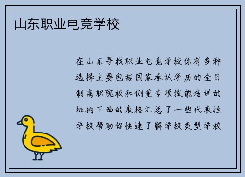 山东职业电竞学校